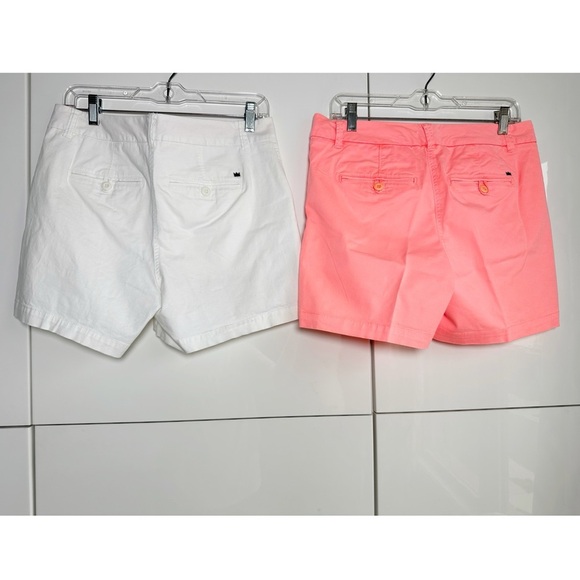 Crown & Ivy Caroline Shorts White and Salmon Cotton Stretch, Size 6 - Picture 2 of 9